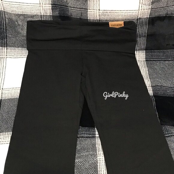 victoria secret PINK flared BLACK foldover leggings BLING LOGO SIZES XS-XXL - Picture 5 of 8